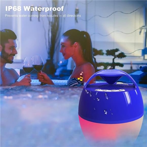 Portable Bluetooth Pool Speaker,Hot Tub Speaker with Colorful Lights,IP68 - Picture 3 of 5